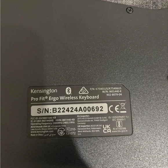 Brand New Kensington Pro Fit Ergonomic Black Wireless Keyboard - Picture 4 of 5